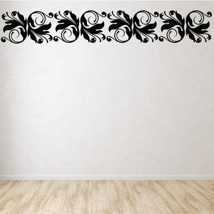 Floral wall decal vinyl border with dark scrollwork and flowers