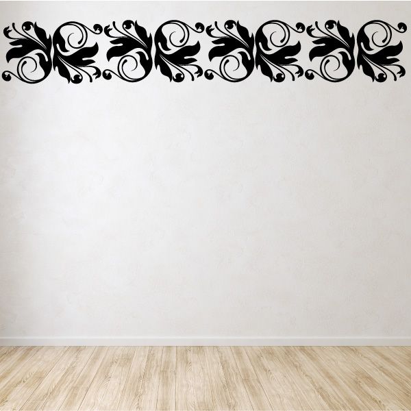 Floral wall decal vinyl border with dark scrollwork and flowers