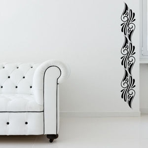 Ornamental floral wall decal, black scrollwork border
