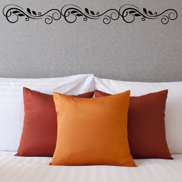 Black floral scroll wall border vinyl decal