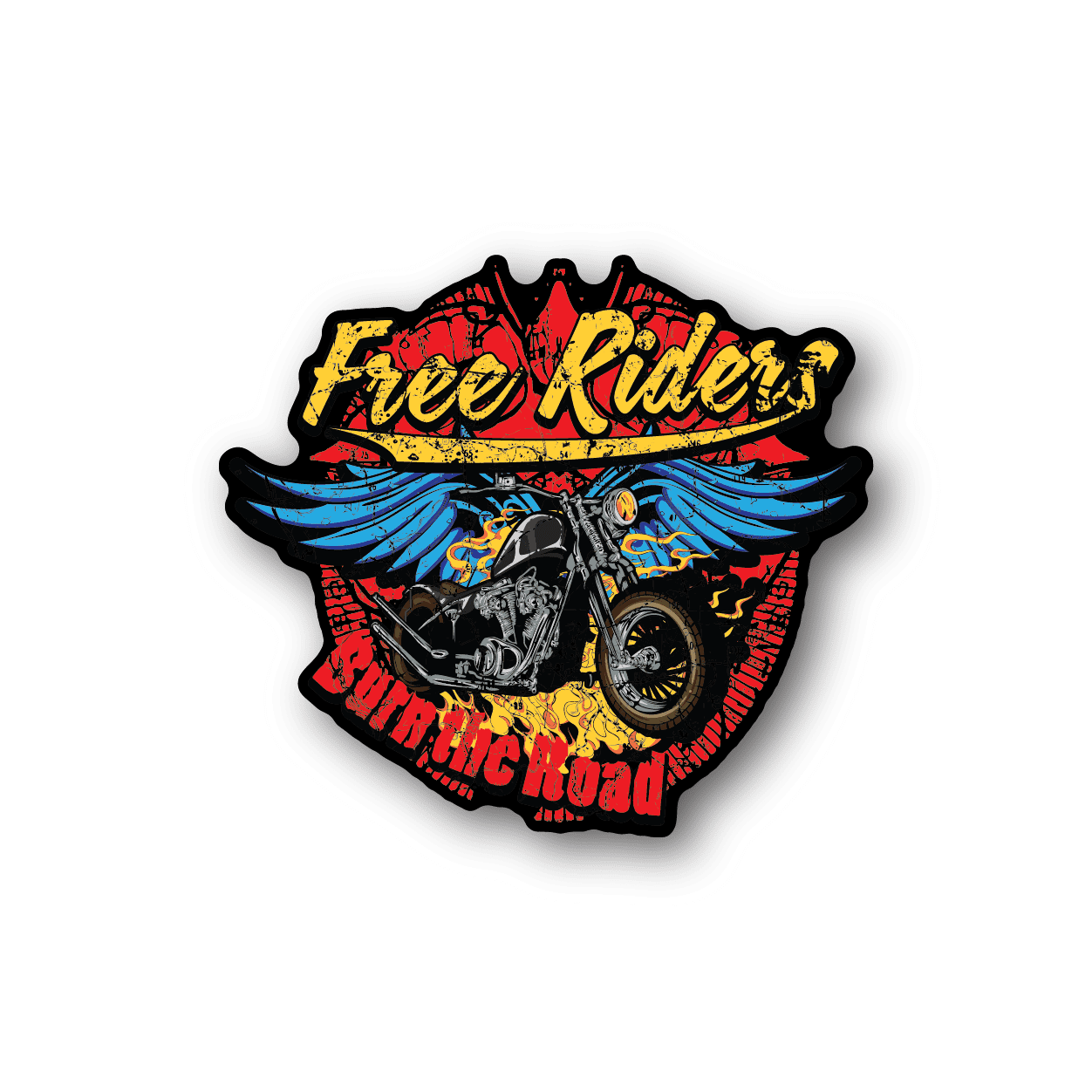 Image of Free RIders Burn the Road Motorcycle Sticker