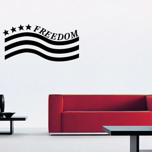 American flag freedom decal with stars and striped banner in red and black