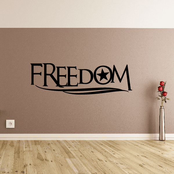 Black Freedom decal with star and swoosh lettering