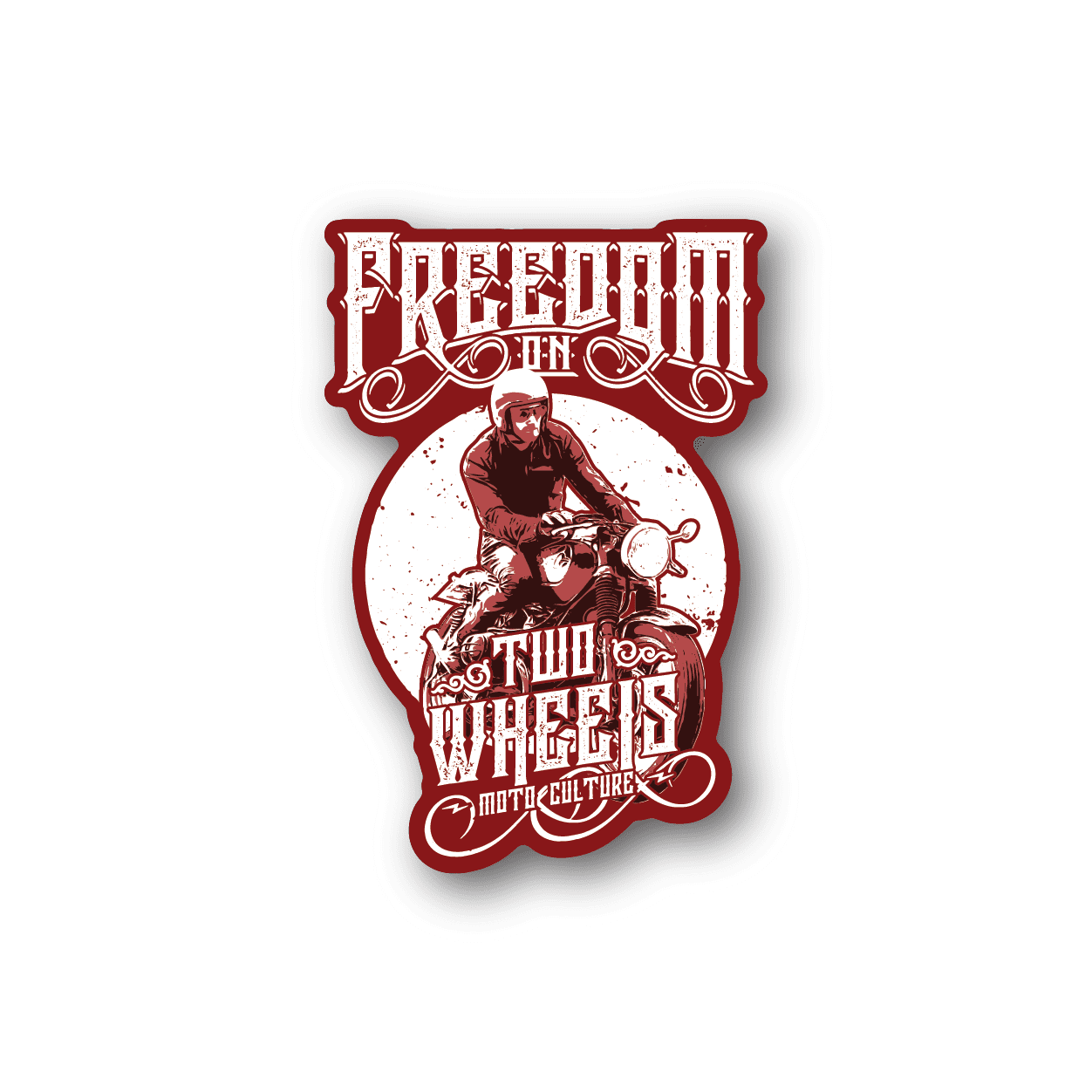 Image of Freedom on Two Wheels Motorcycle Sticker