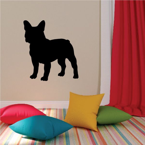 French bulldog decal, black silhouette on light background
