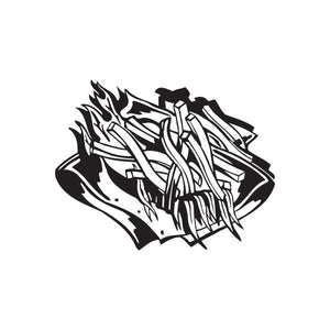 French fries wall decal with stylized black-and-white fry pile illustration