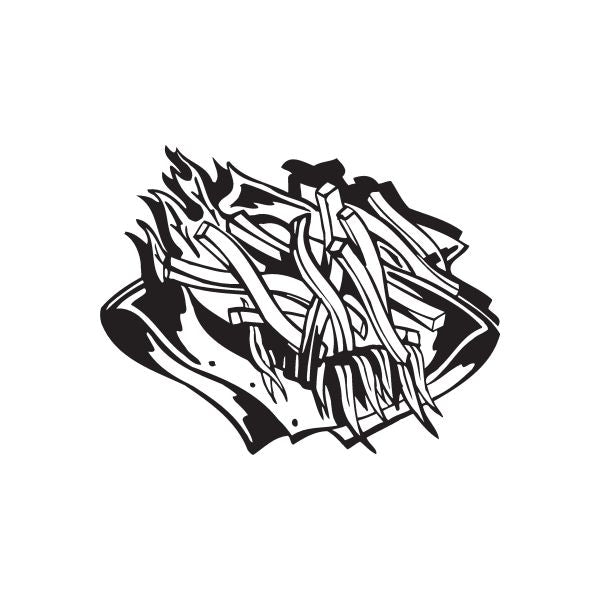 French fries wall decal with stylized black-and-white fry pile illustration