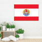 French Polynesia flag sticker, red-white-red stripes with central emblem