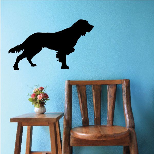 French spaniel decal, black standing dog silhouette.