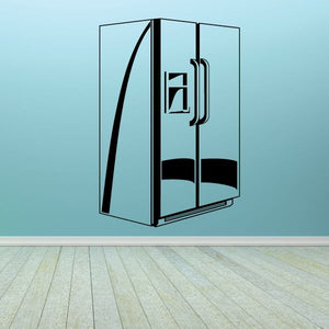 Refrigerator decal with black refrigerator icon and handle