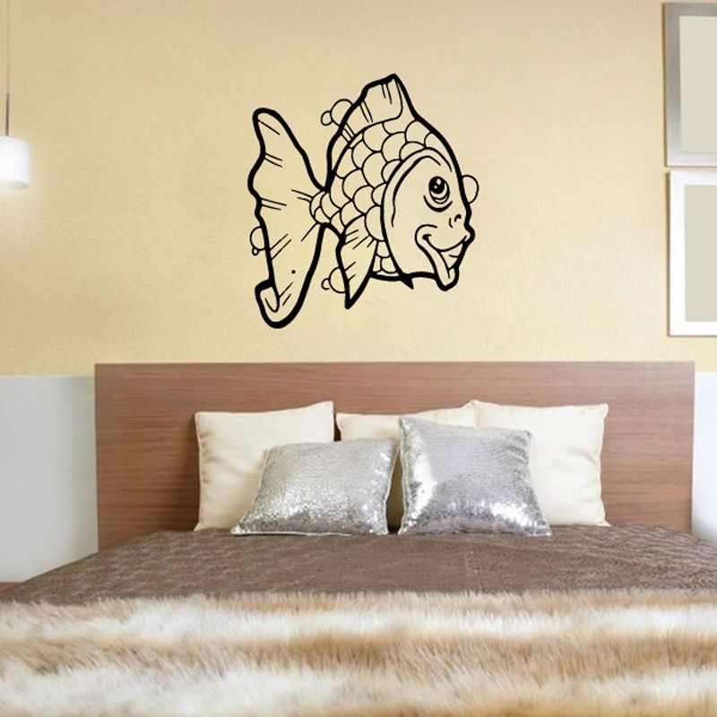 Image of Friendly Goldfish Smiling Decal