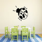 Black and white ladybug wall decal with smiling face and spots