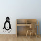 Friendly penguin wall decal, black and white sitting penguin with white belly