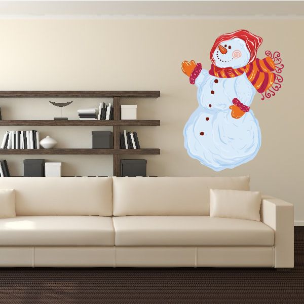 Image of Friendly Snowman Waving Decal