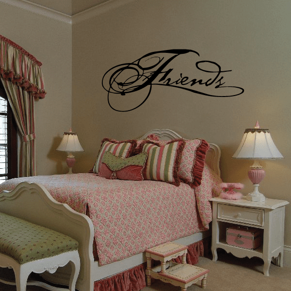 Friends wall decal with black script 'Friends' and musical note graphic