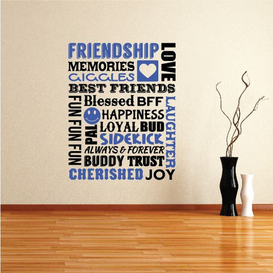 Image of Friendship Word Collage Printed Die Cut Decal