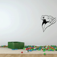 Frog on leaf wall decal, black and white with simple line-art details