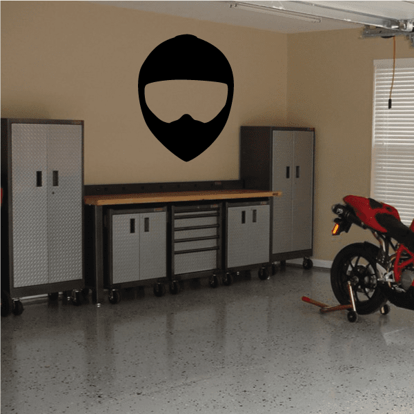 Black helmet-shaped decal sticker