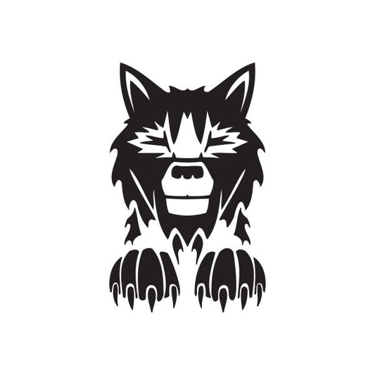 Image of Front Paws Wolf Staring Decal