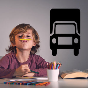 Vinyl truck front decal with black outline and white inner lines
