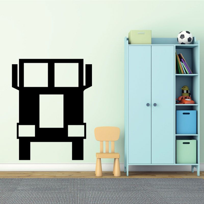 Black vinyl front truck wall decal with rectangular grille and side panels