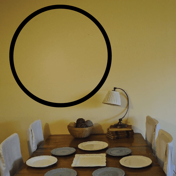 Full moon wall decal with a thick black circular outline
