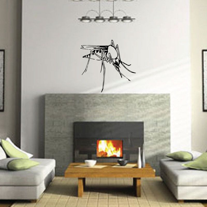 Mosquito-funneling wall decal featuring a cartoon mosquito and funnel arrows