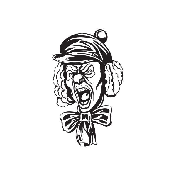 Clown face hat decal with bow tie, black outline graphic
