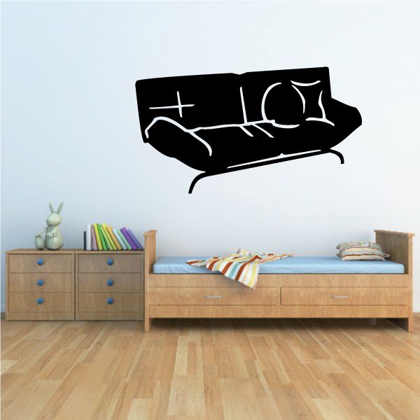 Black futon decal with white line-art sofa design