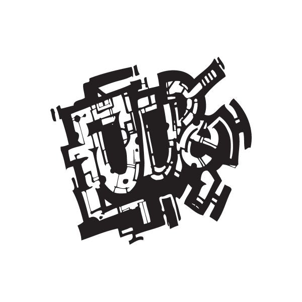 Future graffiti decal, black abstract tag with white highlights