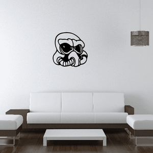 Futuristic armor helmet decal with black skull-and-visor design