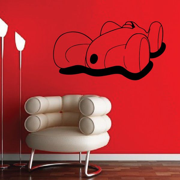 Futuristic Indy car decal with red outline and black tire accents