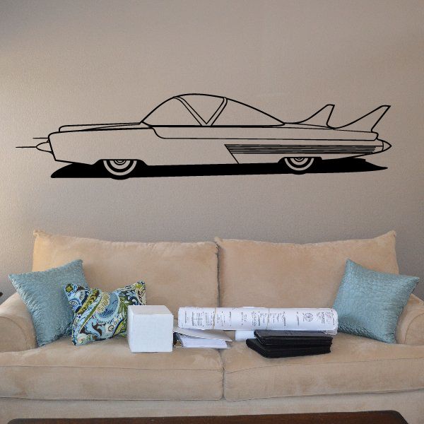 Futuristic jet side-view car decal, black line art with angled cockpit details