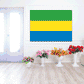 Gabon flag sticker, rectangular design with green, yellow, and blue stripes.