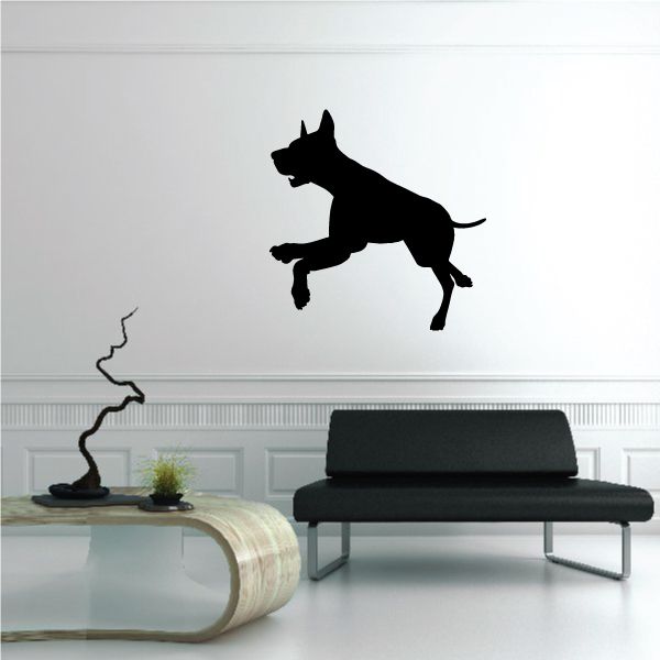 Black galloping Doberman Pinscher silhouette wall decal