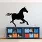 Galloping horse decal, black horse silhouette in mid-gallop