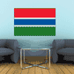 Rectangular Gambia flag sticker with red, white, blue, and green horizontal stripes