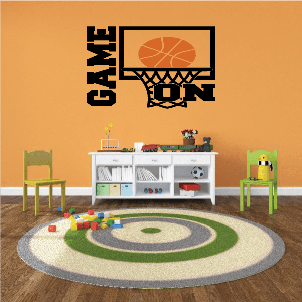 Image of Game On Basketball Printed die cut Decal