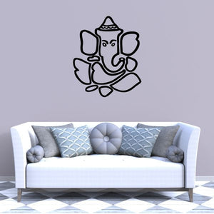 Ganesh outline decal of elephant god figure in black line art
