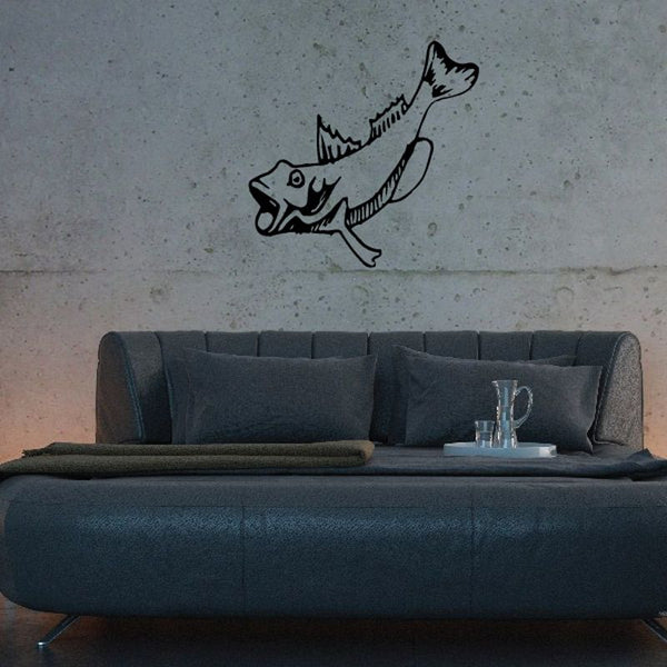 Freshwater carp decal with black line-art fish design