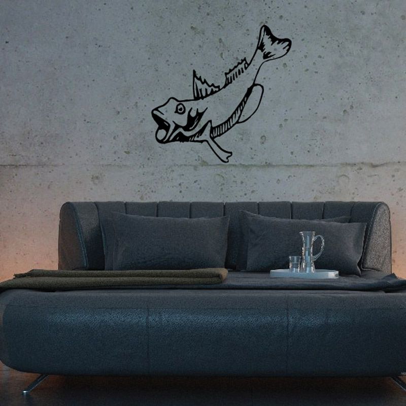 Freshwater carp decal with black line-art fish design