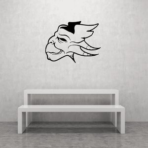 Gargoyle wings masquerade mask decal, black and white line art head and wing design
