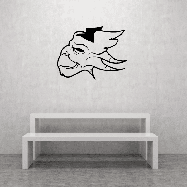 Gargoyle wings masquerade mask decal, black and white line art head and wing design