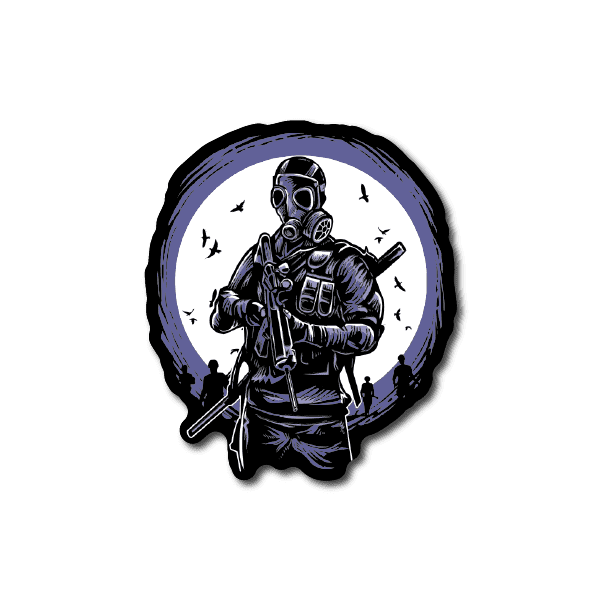 Image of Gas Mask Soldier Sticker