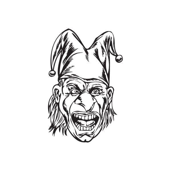 Jester head decal with screaming face and pointed cap