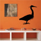 Black whooping crane silhouette wall decal, standing with beak forward and long legs