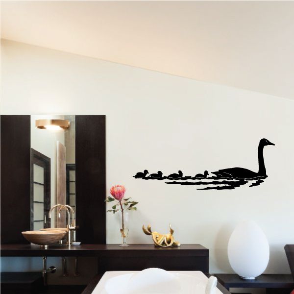 Image of Geese Family Swimming Decal