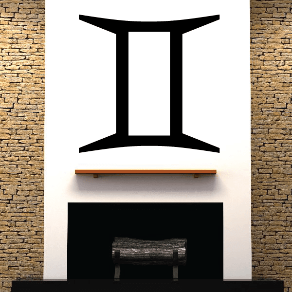 Gemini zodiac symbol decal, black double-line glyph on white background