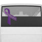 Vinyl sticker with purple cancer awareness ribbon and cursive message