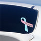 Vinyl sticker ribbon in teal and pink with “Genital Integrity” text